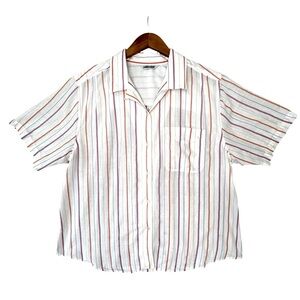 Vintage Cabin Creek Striped Cotton Shirt Size 2X 90s Coastal Grandma